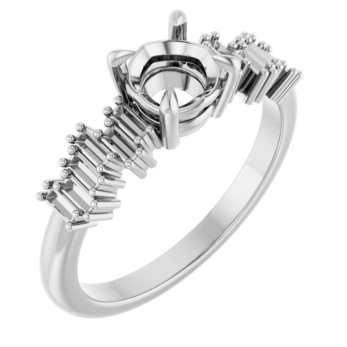 Claw-Prong Accented Engagement Ring
