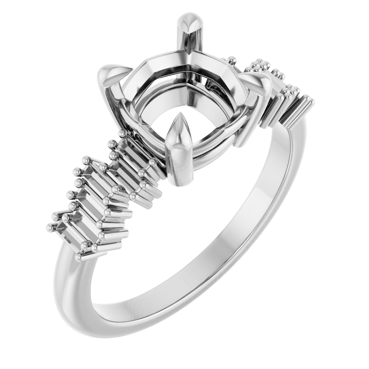 Claw-Prong Accented Engagement Ring