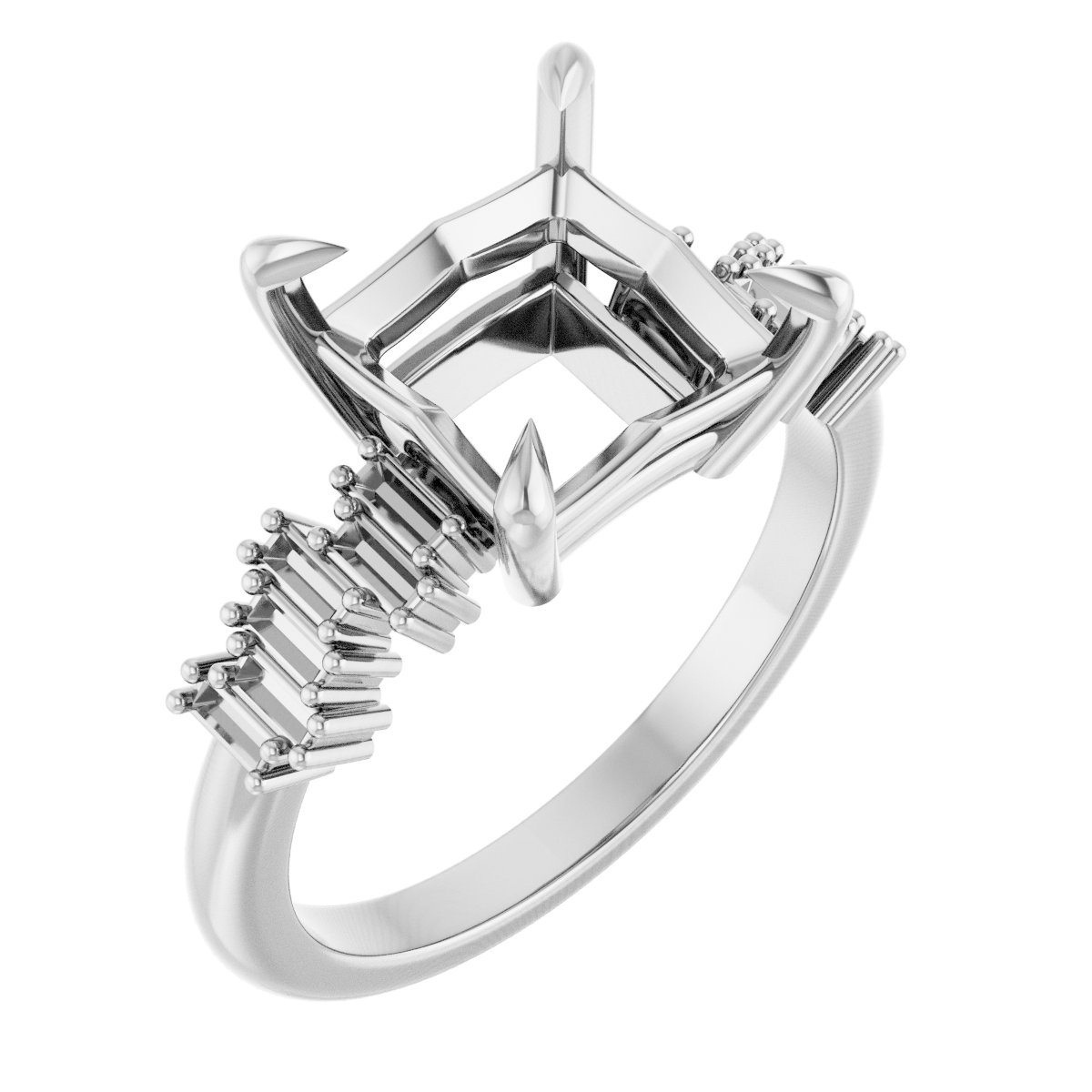 Claw-Prong Accented Engagement Ring