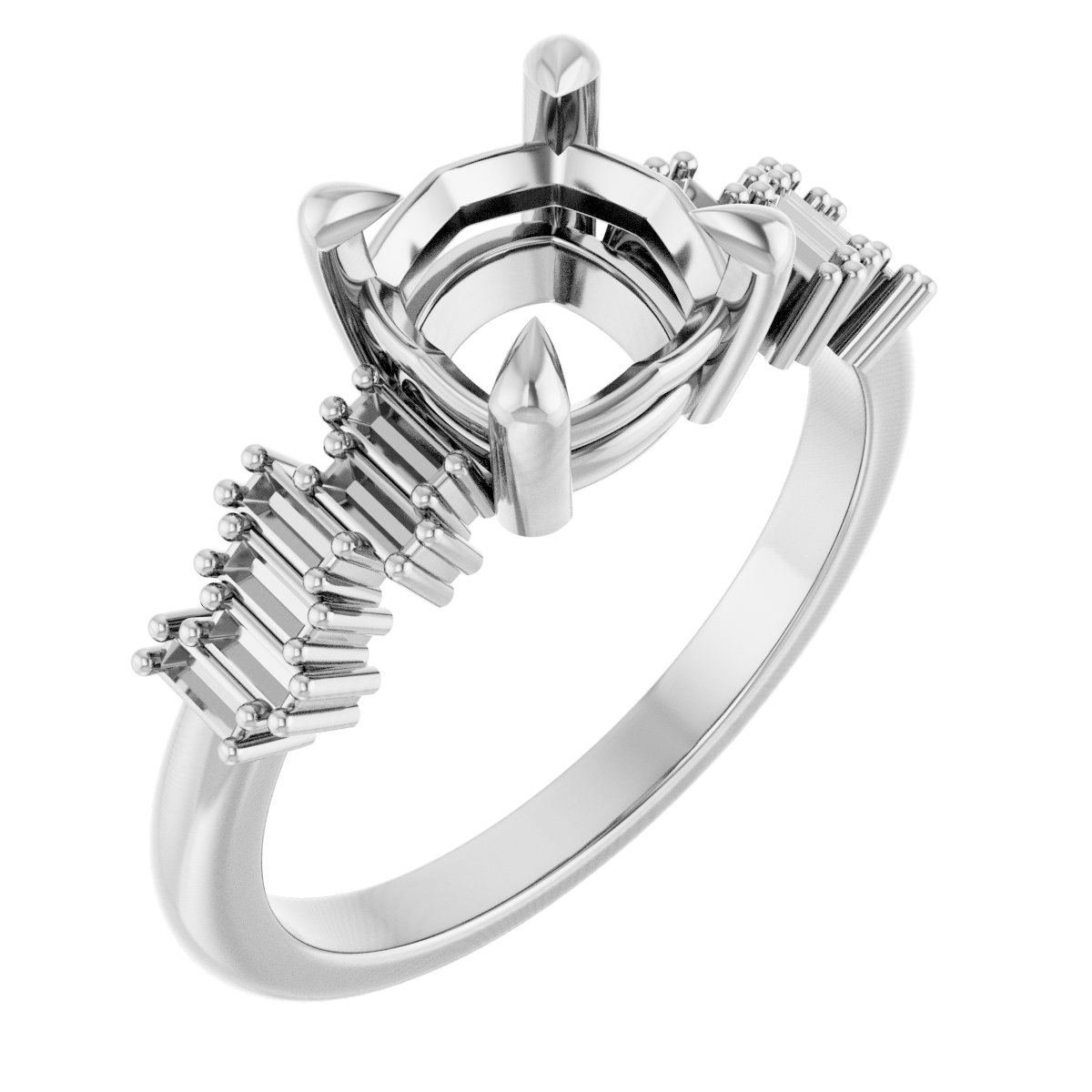 Claw-Prong Accented Engagement Ring
