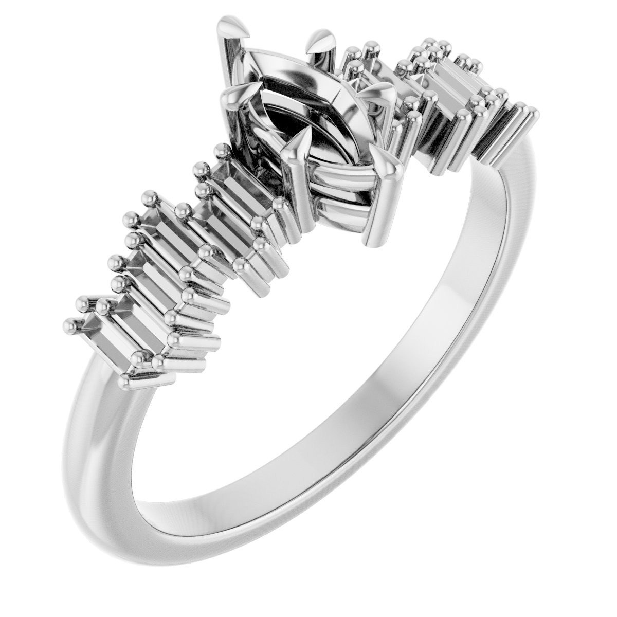 Claw-Prong Accented Engagement Ring