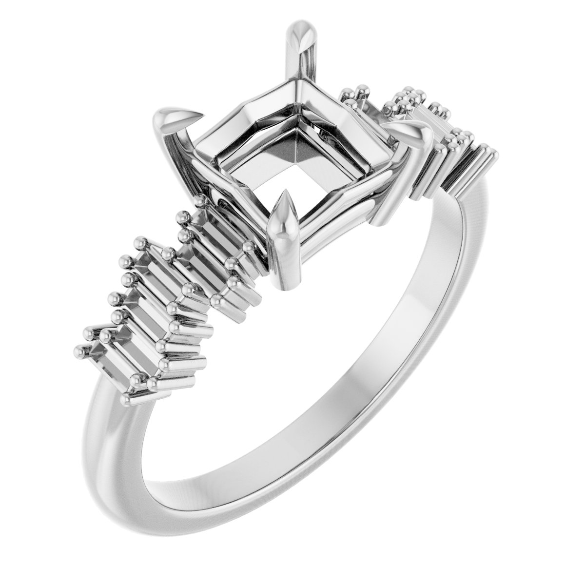 Claw-Prong Accented Engagement Ring
