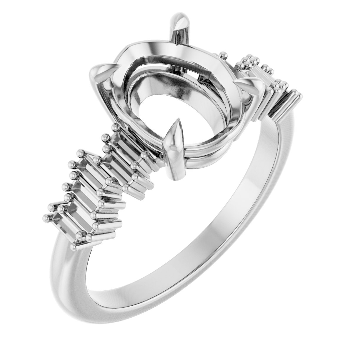 Claw-Prong Accented Engagement Ring