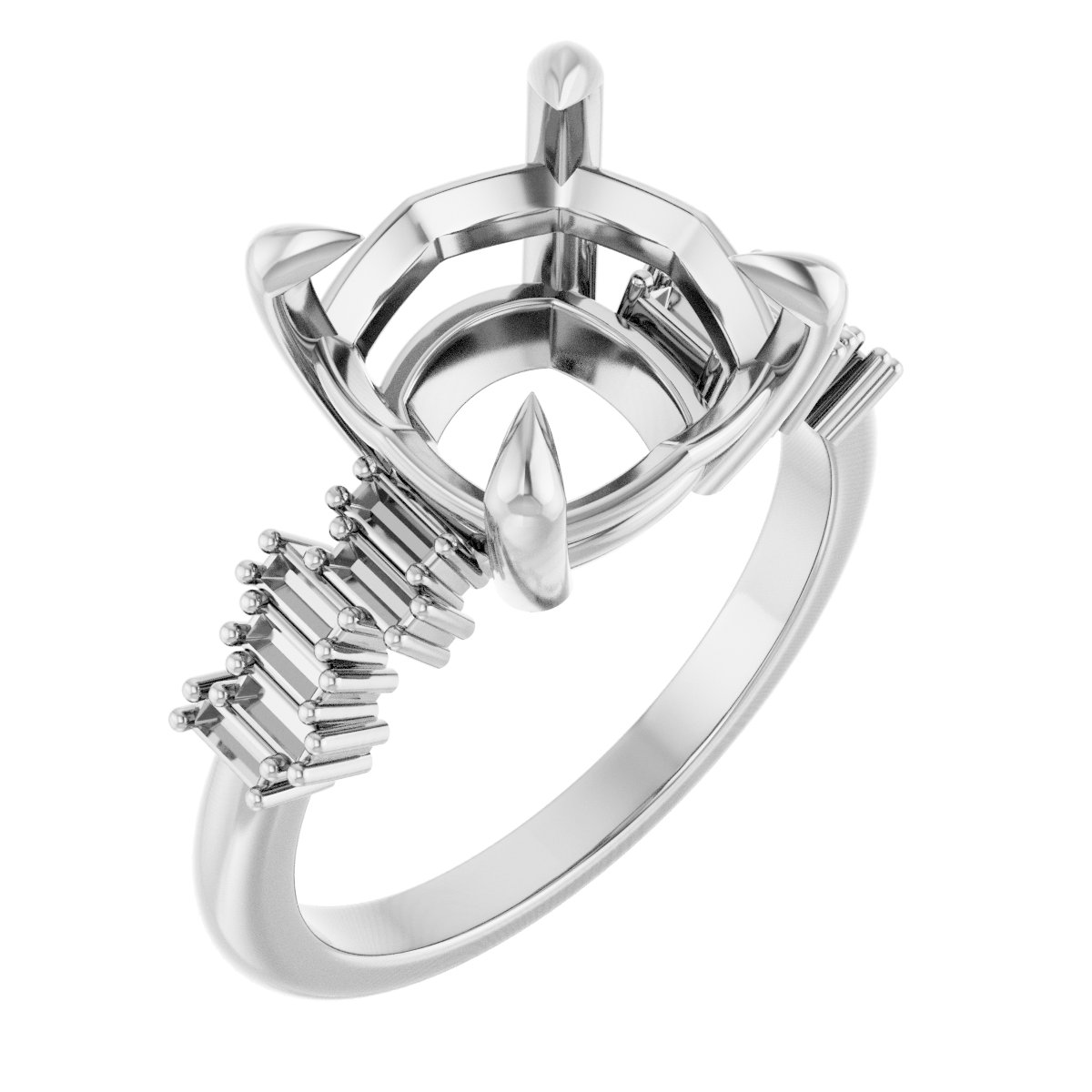 Claw-Prong Accented Engagement Ring