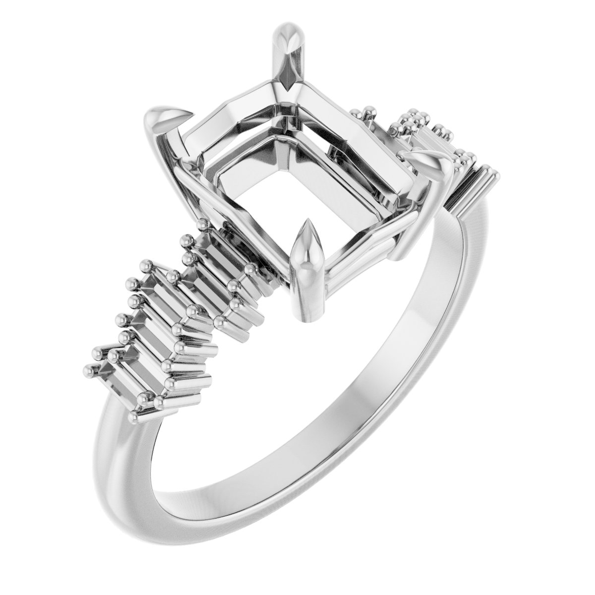Claw-Prong Accented Engagement Ring