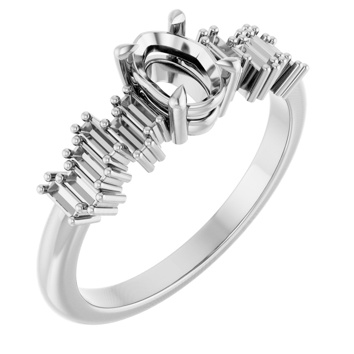 Claw-Prong Accented Engagement Ring