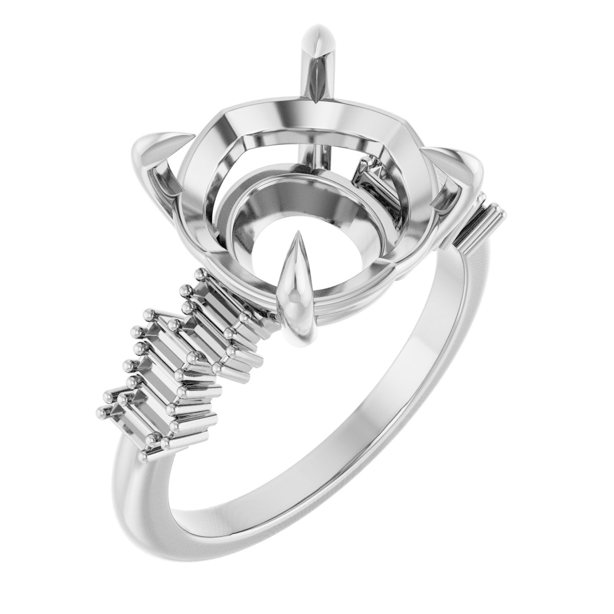 Claw-Prong Accented Engagement Ring