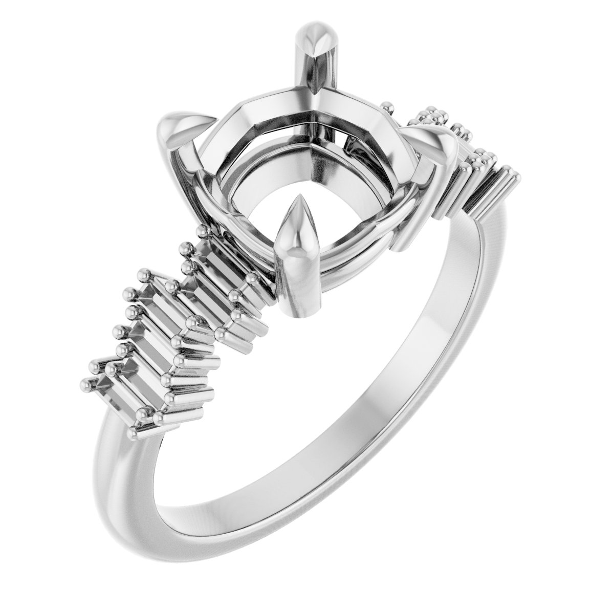 Claw-Prong Accented Engagement Ring