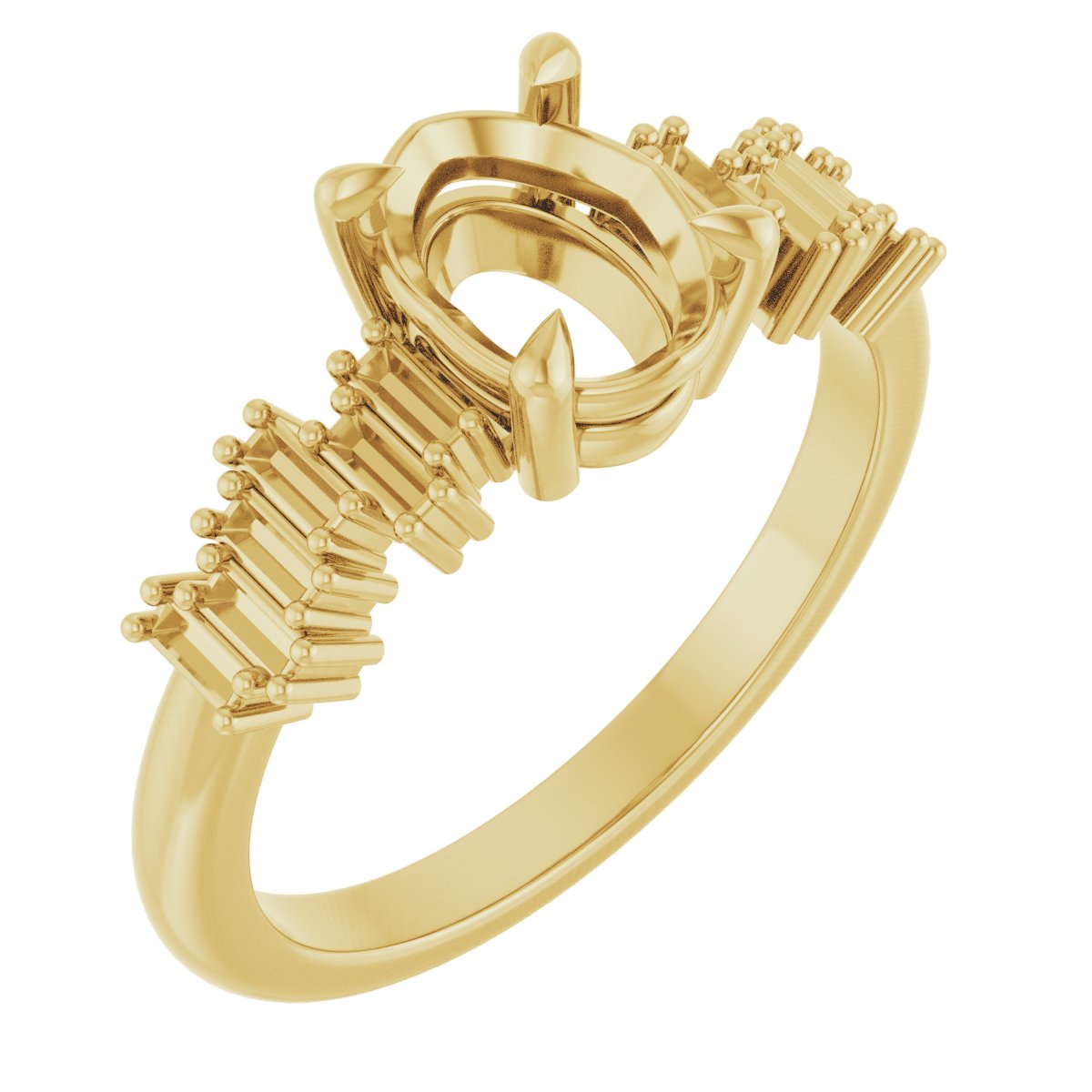 Claw-Prong Accented Engagement Ring