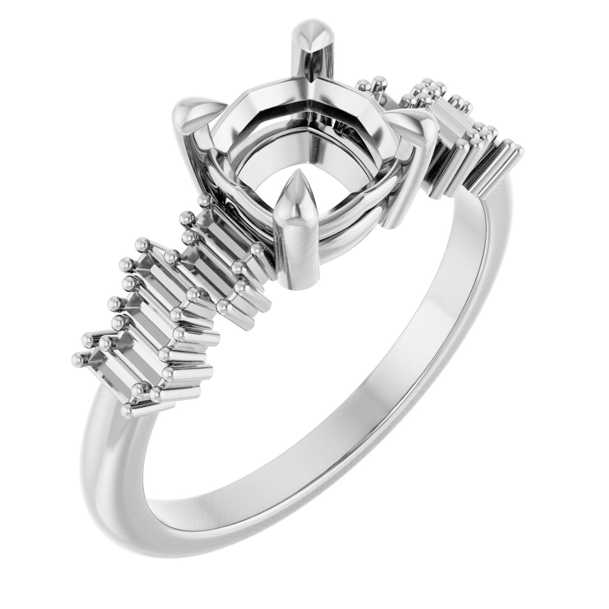 Claw-Prong Accented Engagement Ring