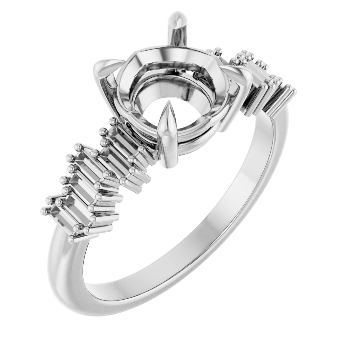 Claw-Prong Accented Engagement Ring