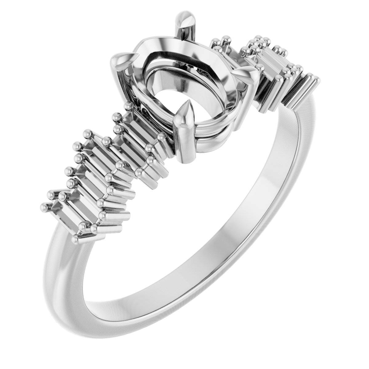 Claw-Prong Accented Engagement Ring