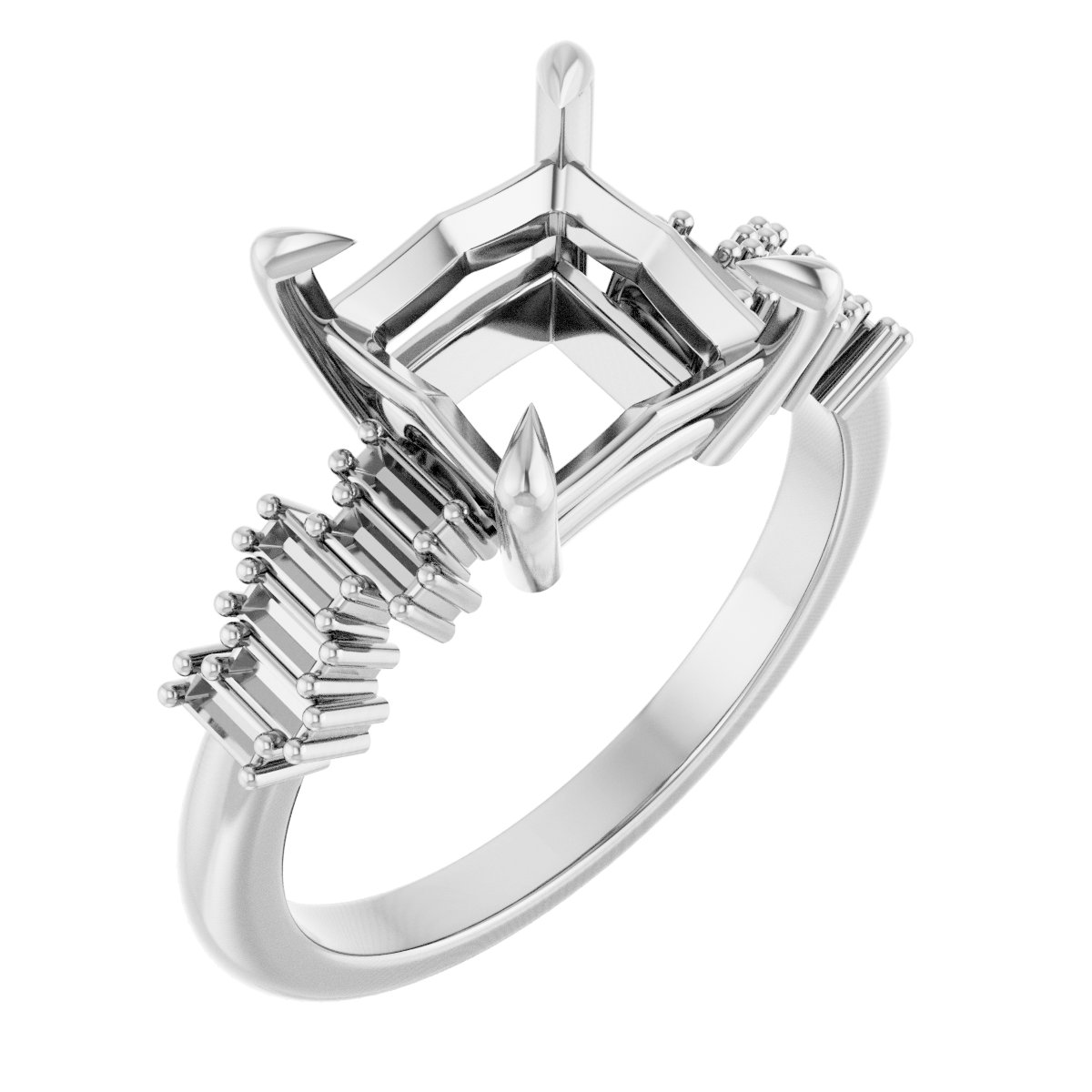 Claw-Prong Accented Engagement Ring