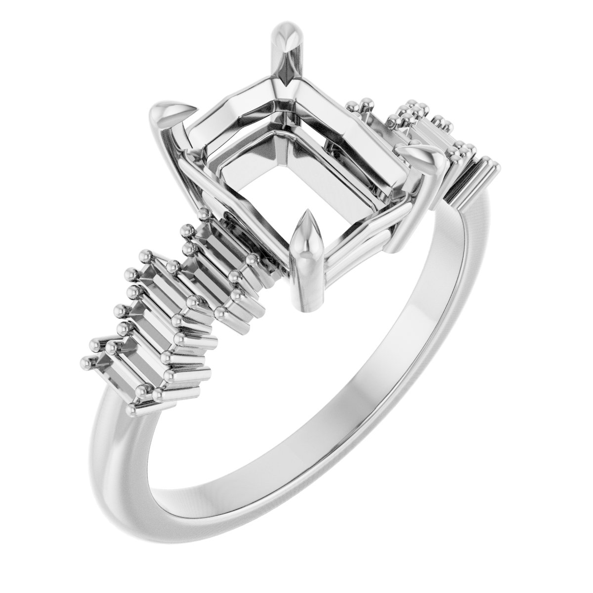 Claw-Prong Accented Engagement Ring
