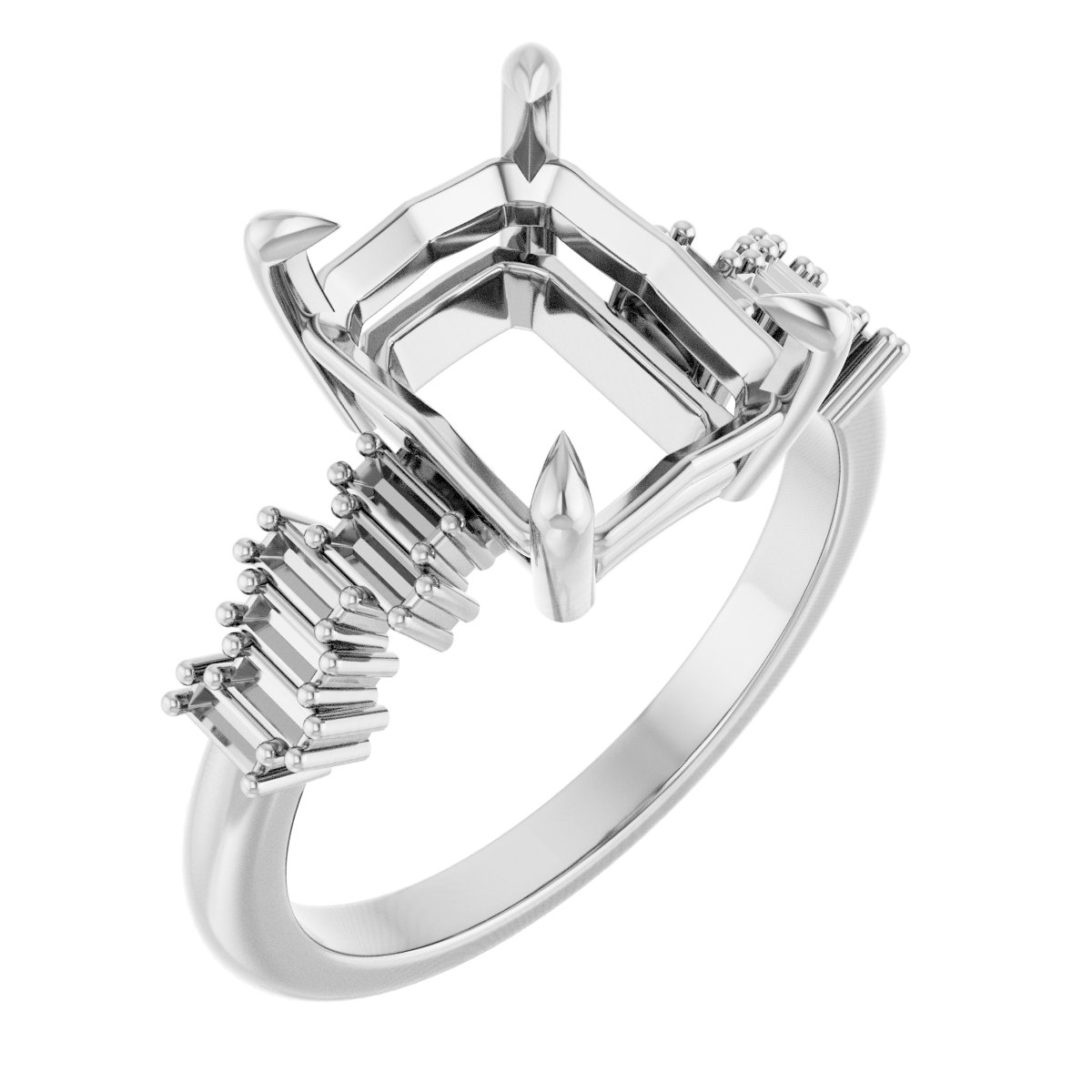 Claw-Prong Accented Engagement Ring