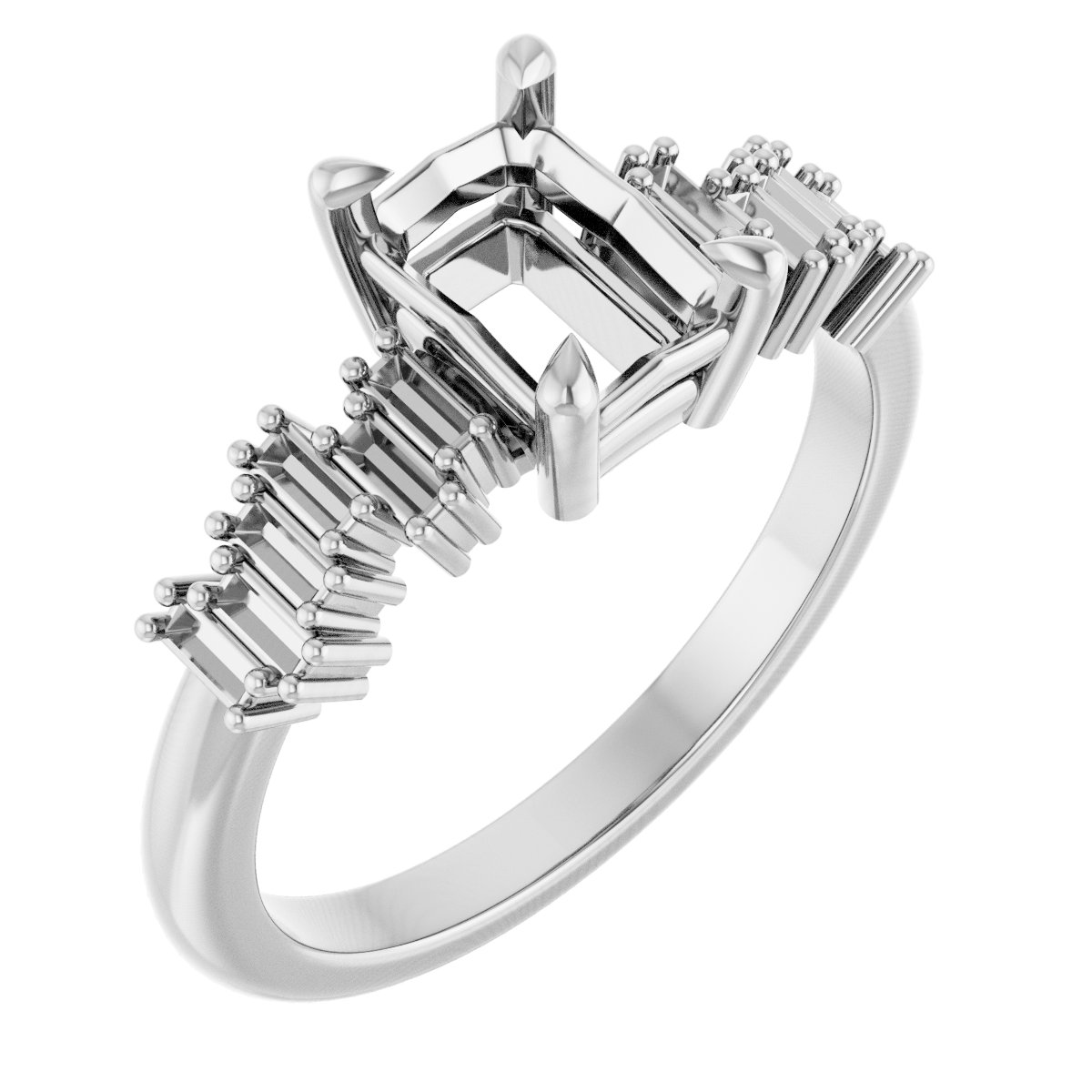 Claw-Prong Accented Engagement Ring