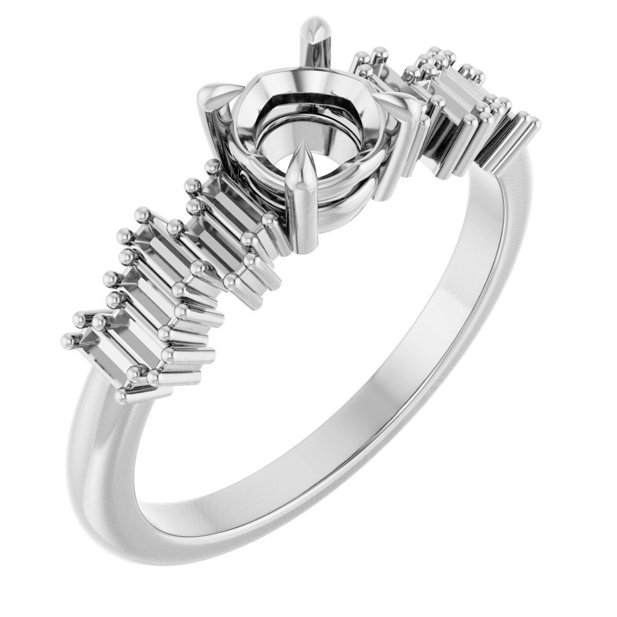 Claw-Prong Accented Engagement Ring