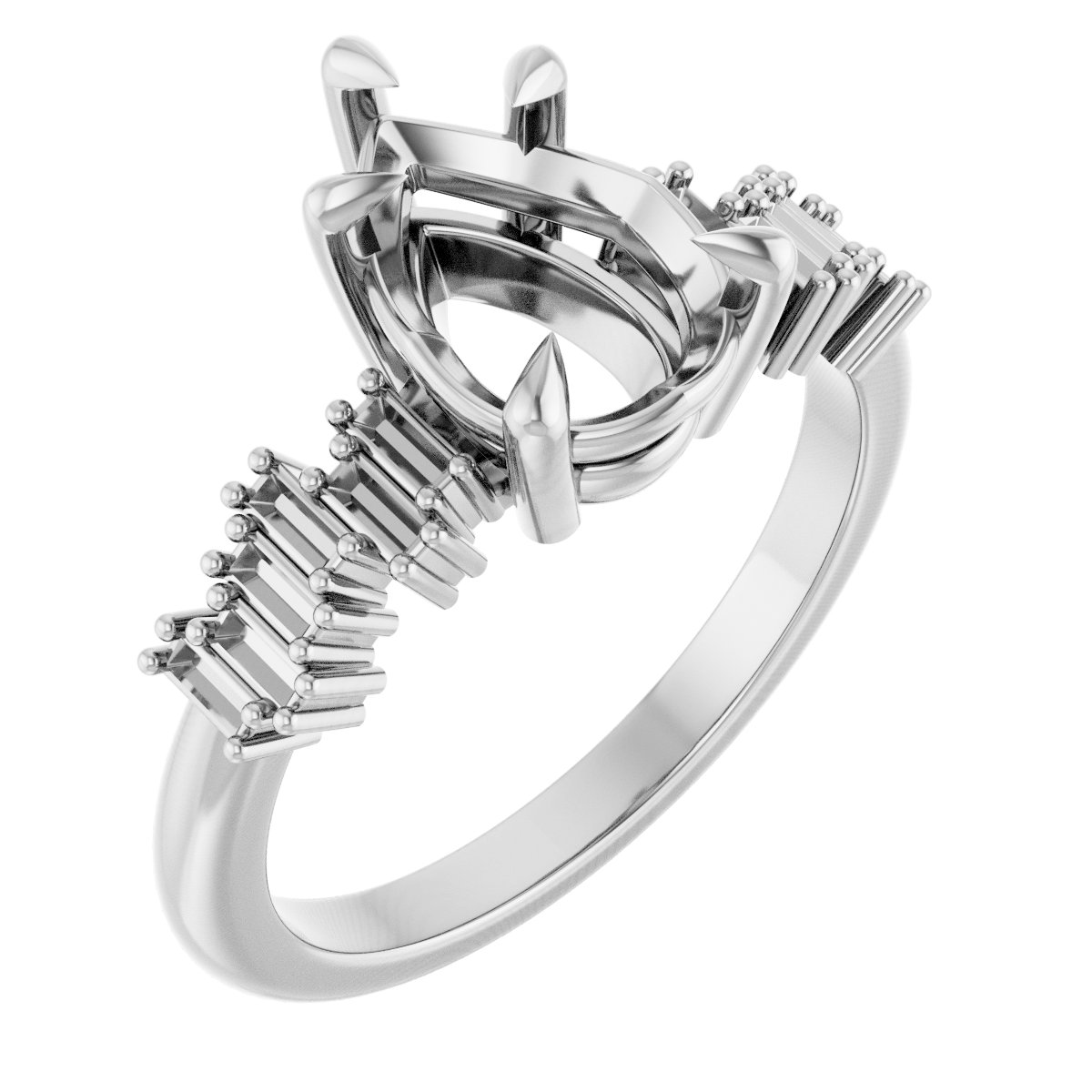 Claw-Prong Accented Engagement Ring