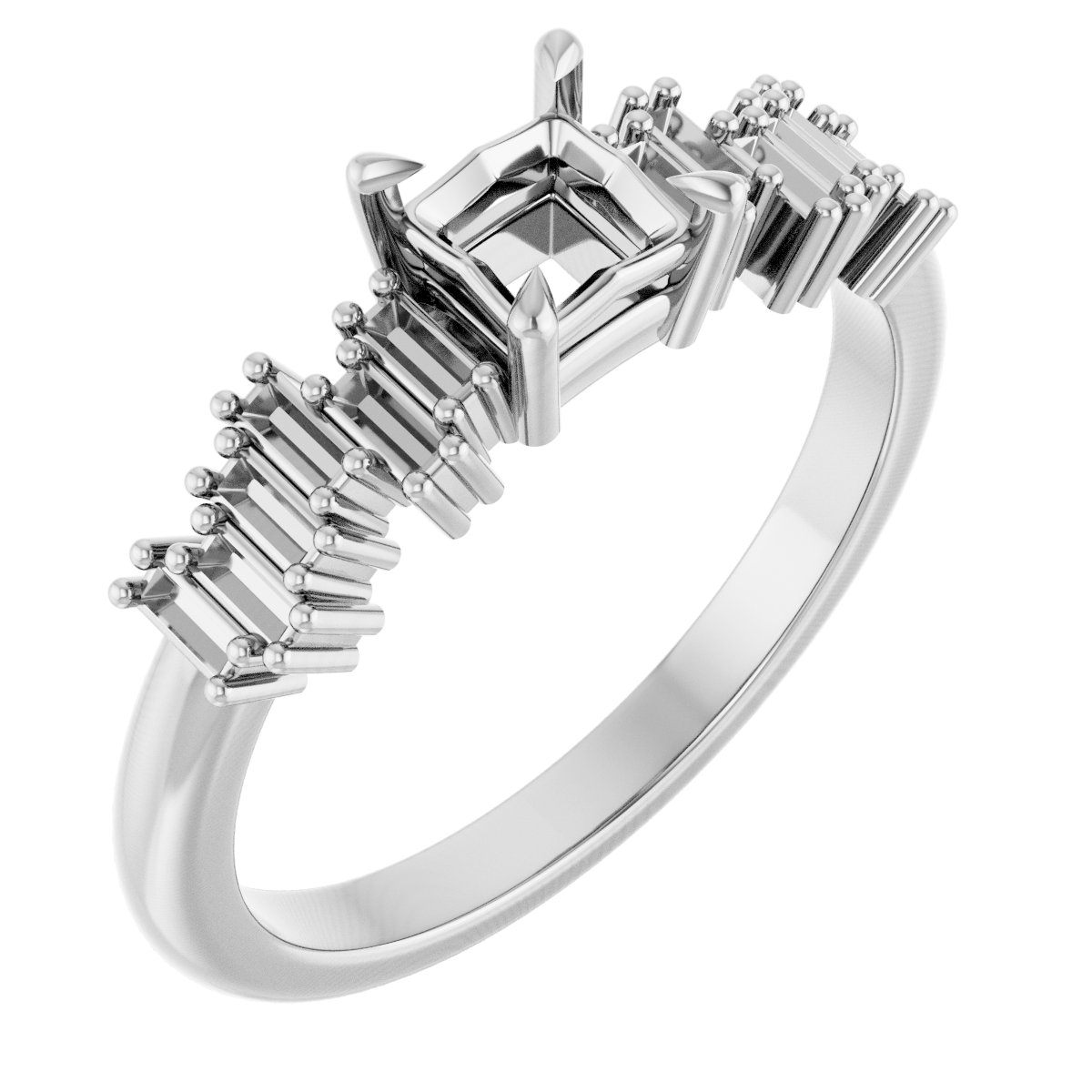 Claw-Prong Accented Engagement Ring