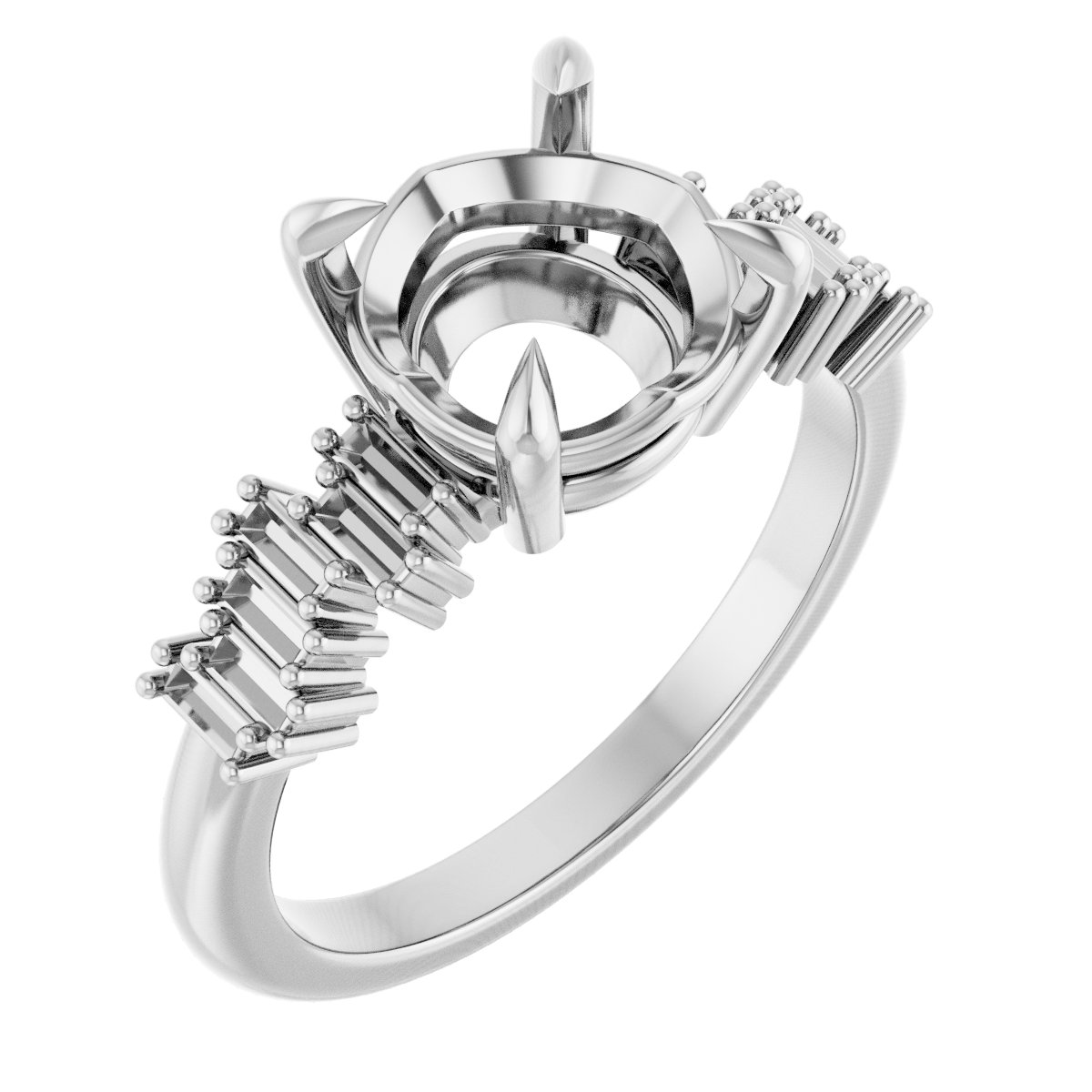 Claw-Prong Accented Engagement Ring