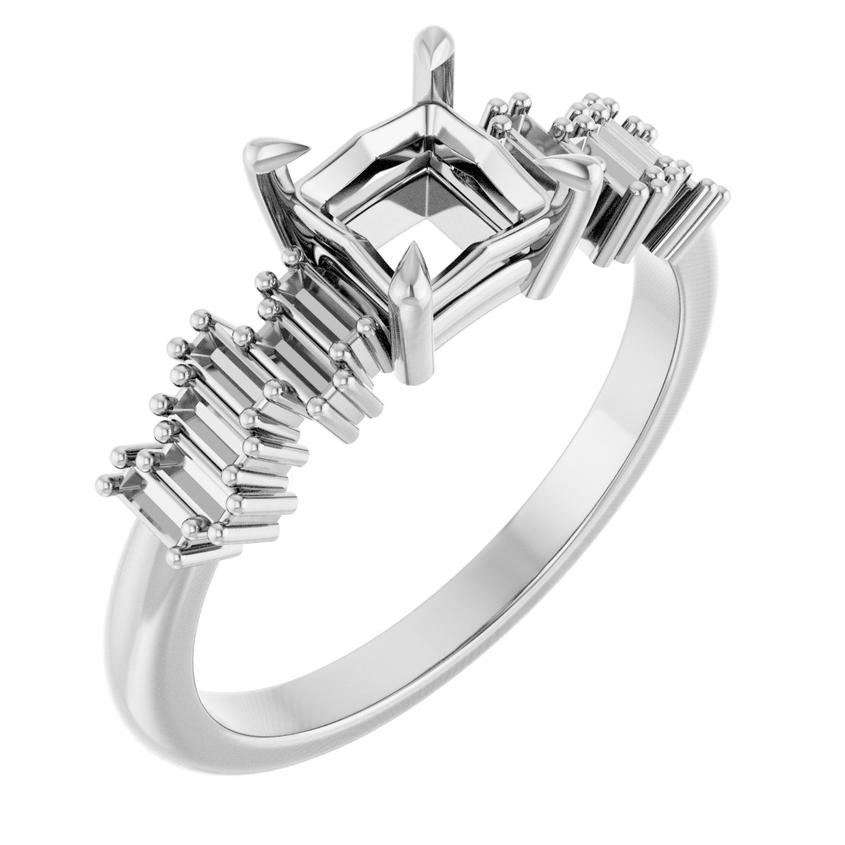 Claw-Prong Accented Engagement Ring