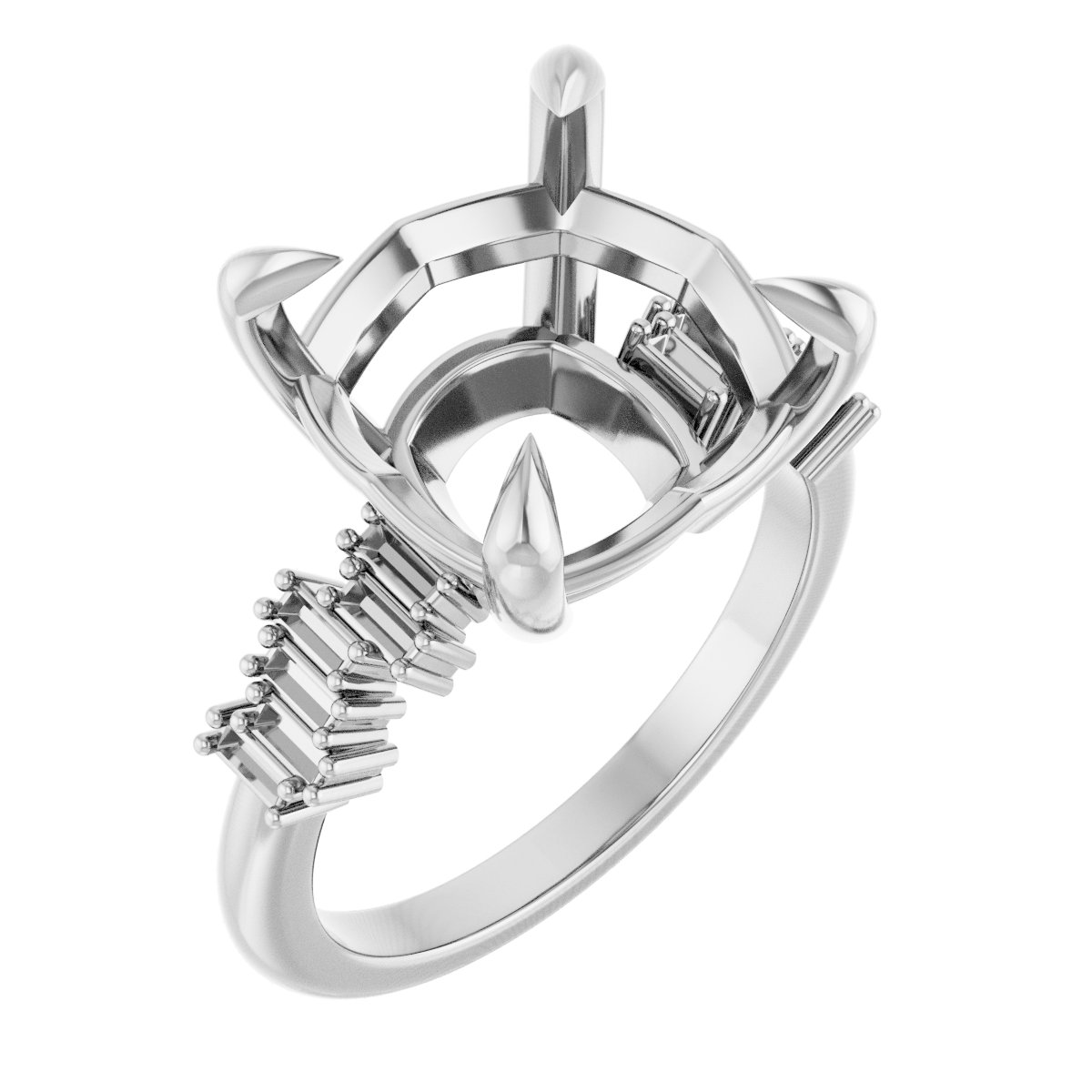 Claw-Prong Accented Engagement Ring