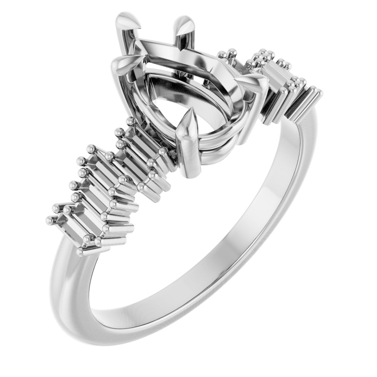 Claw-Prong Accented Engagement Ring
