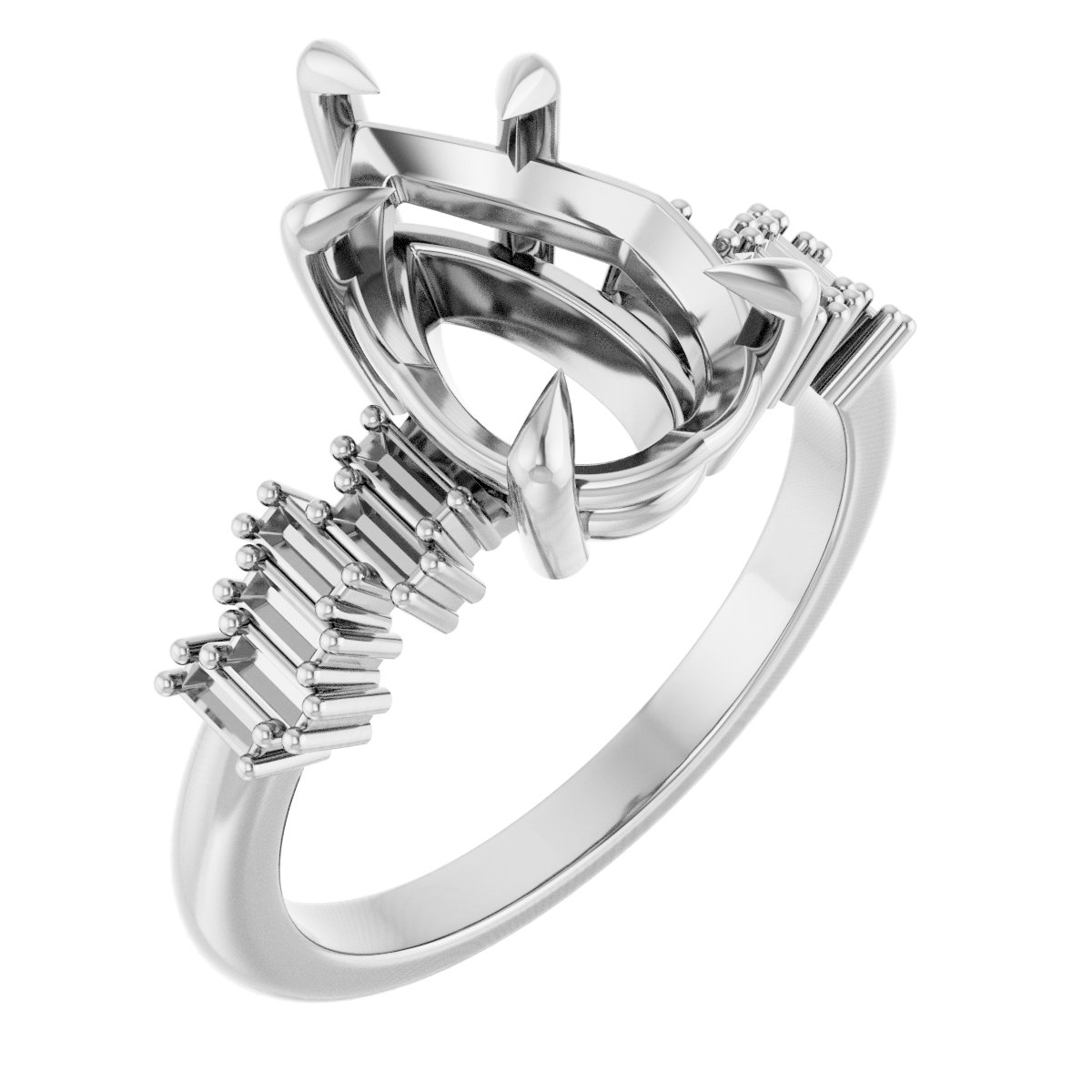 Claw-Prong Accented Engagement Ring