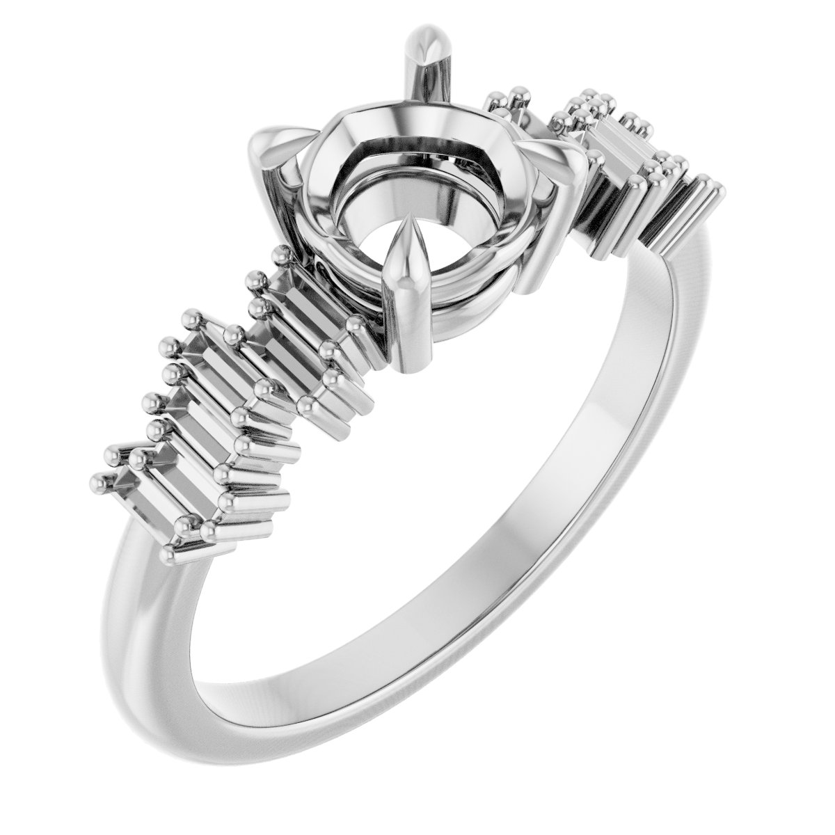 Claw-Prong Accented Engagement Ring