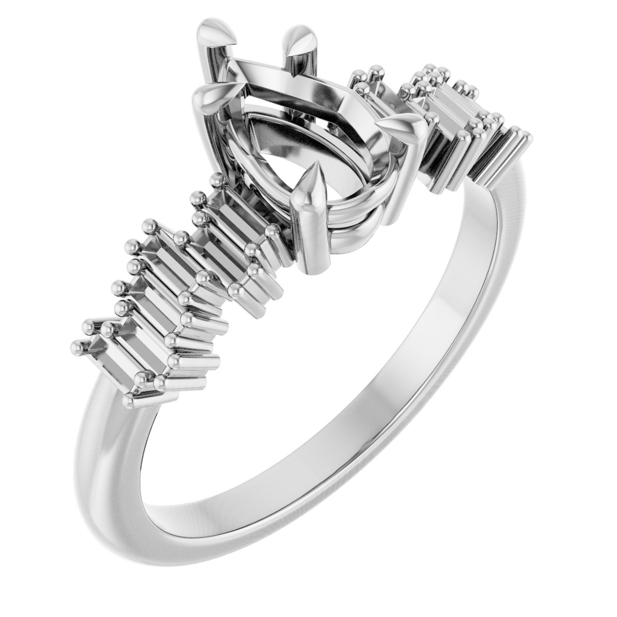 Claw-Prong Accented Engagement Ring