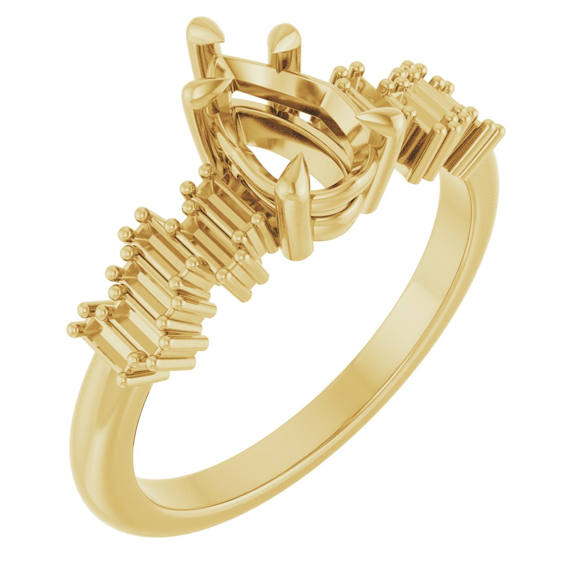 Claw-Prong Accented Engagement Ring