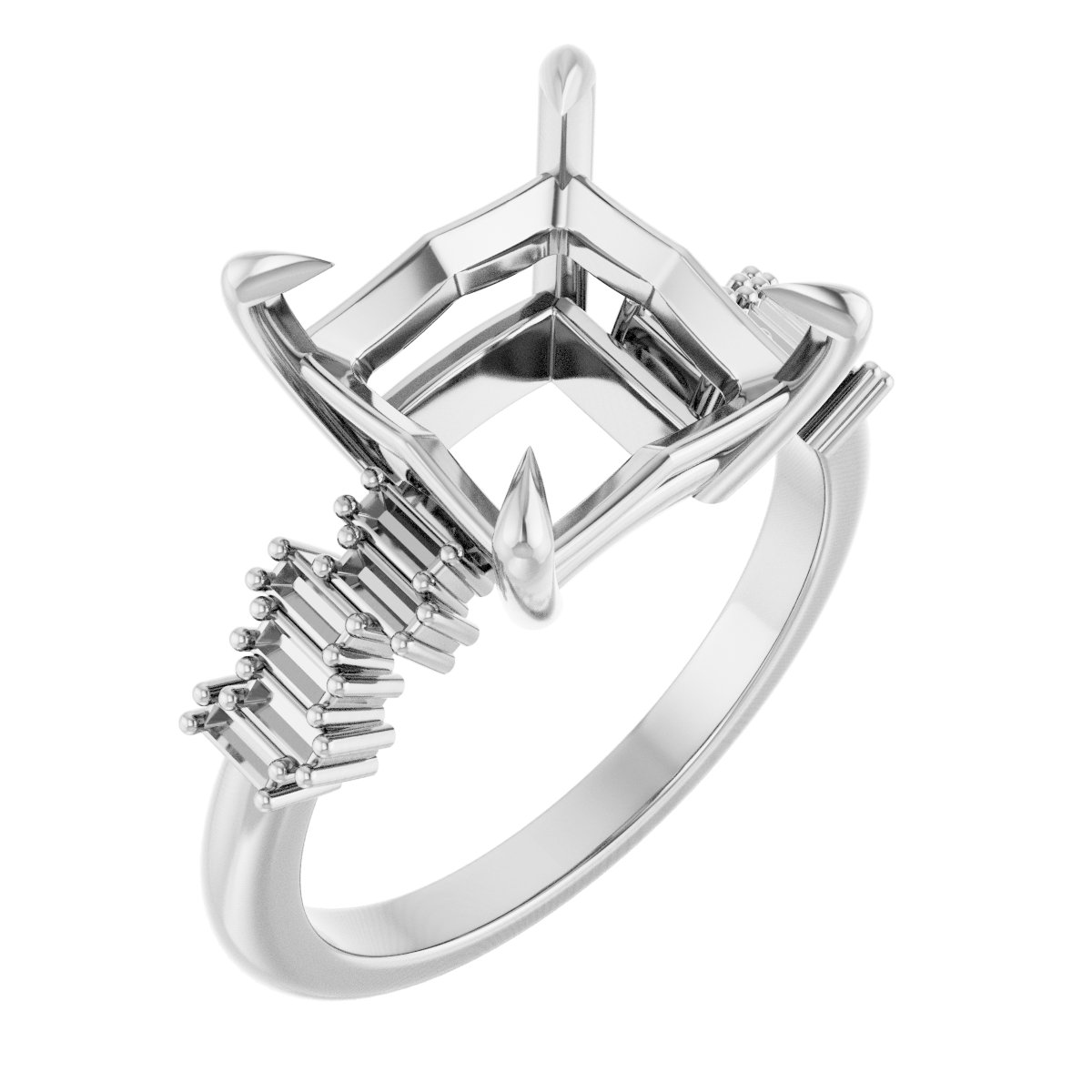Claw-Prong Accented Engagement Ring