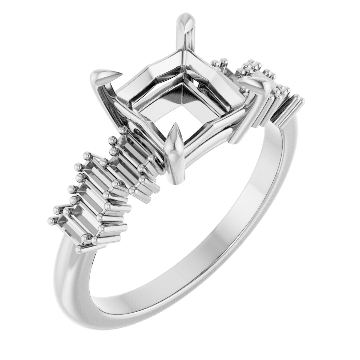 Claw-Prong Accented Engagement Ring
