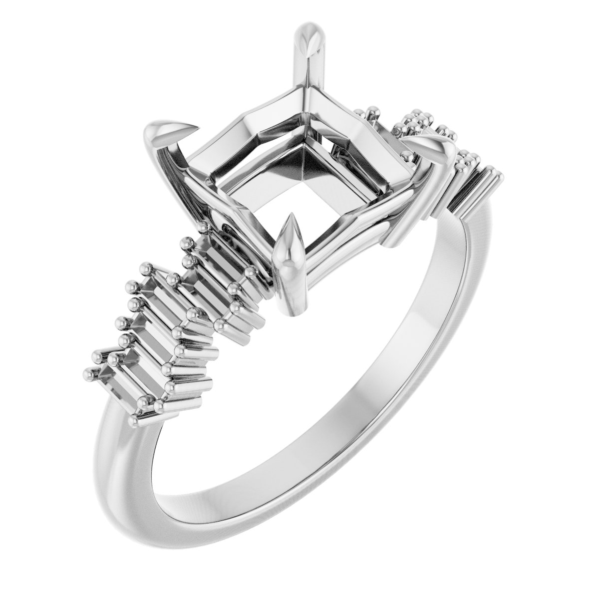 Claw-Prong Accented Engagement Ring
