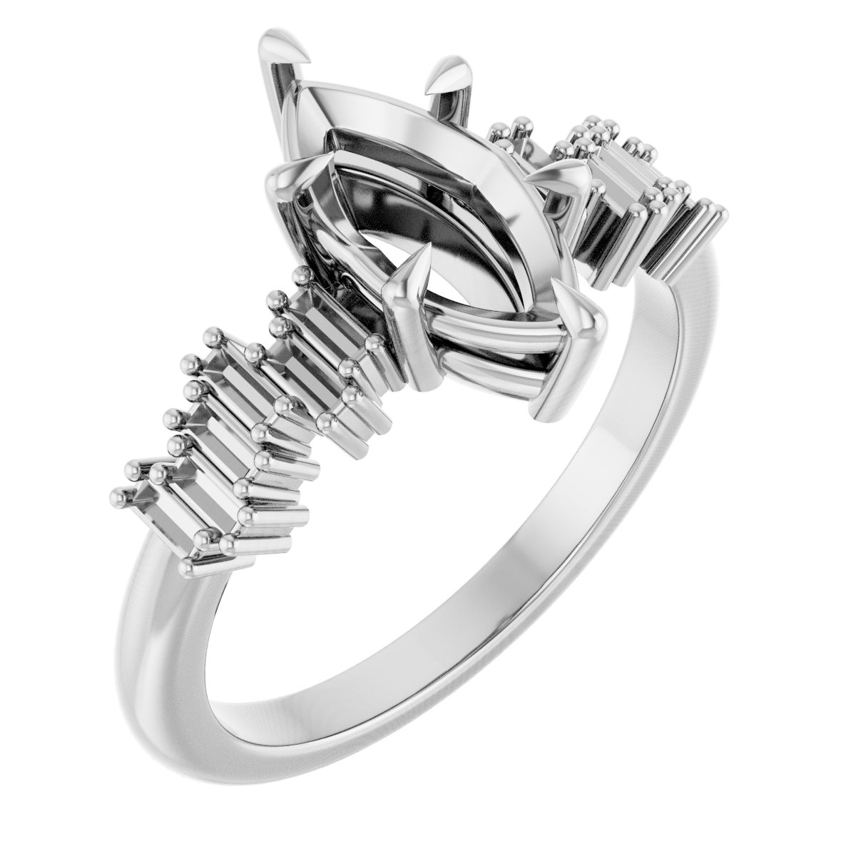 Claw-Prong Accented Engagement Ring