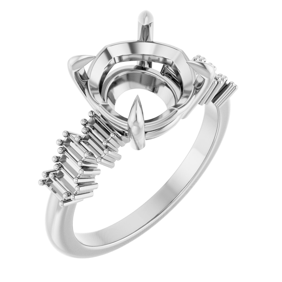 Claw-Prong Accented Engagement Ring