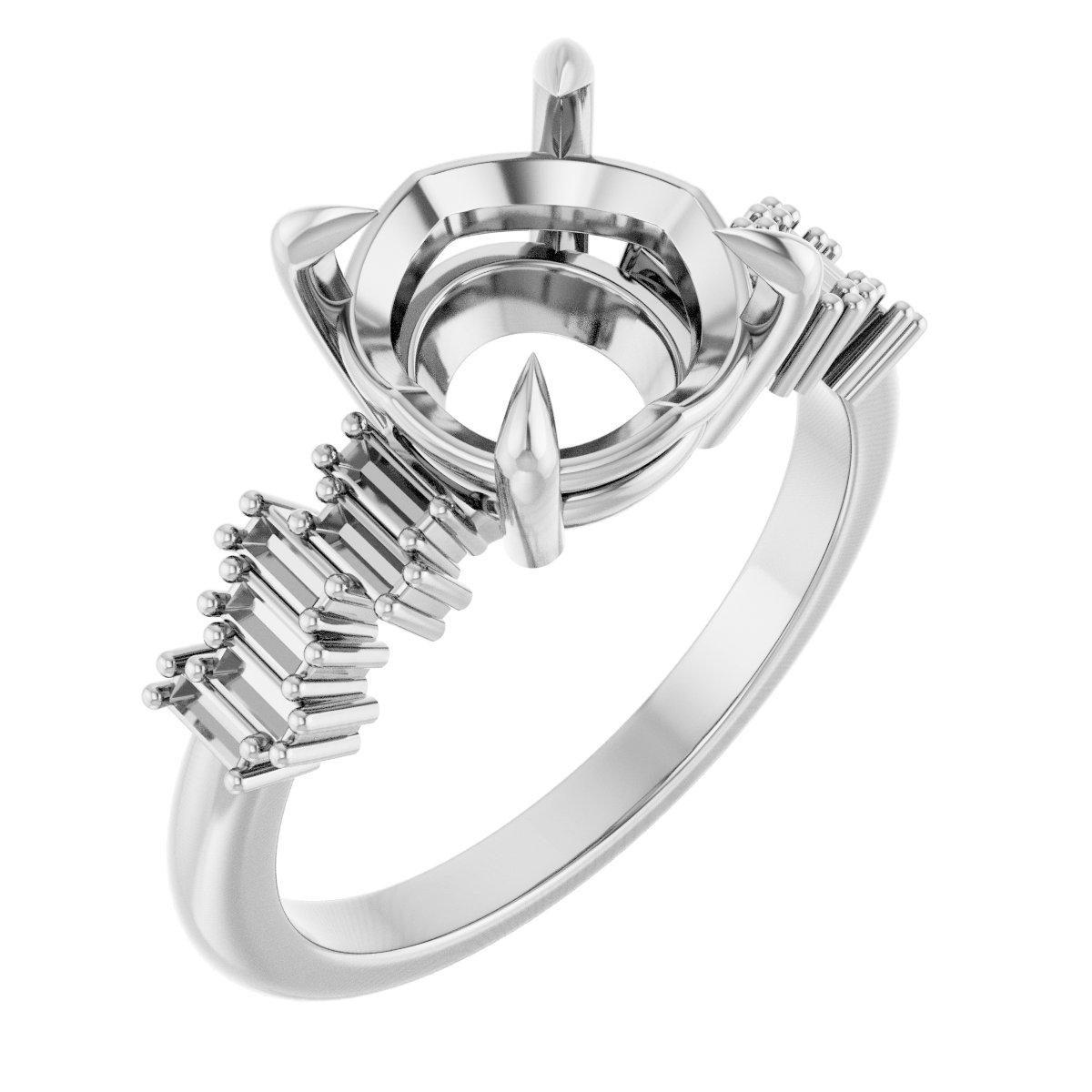 Claw-Prong Accented Engagement Ring
