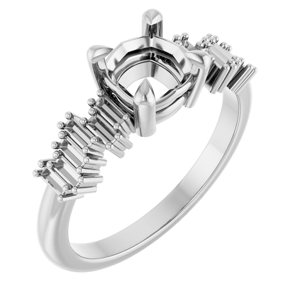 Claw-Prong Accented Engagement Ring
