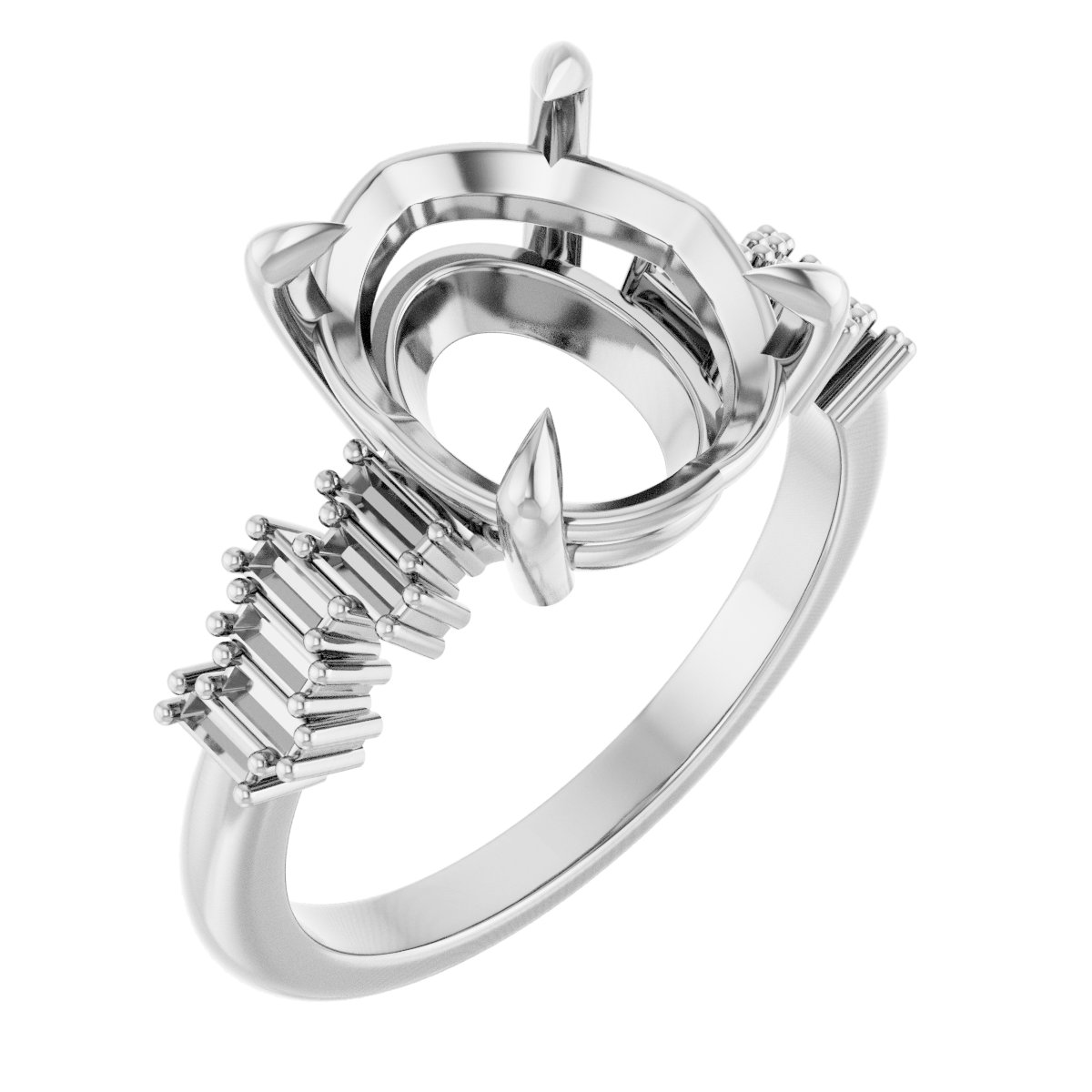 Claw-Prong Accented Engagement Ring
