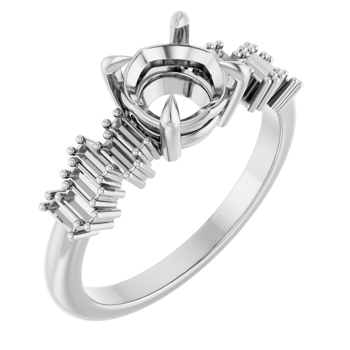 Claw-Prong Accented Engagement Ring