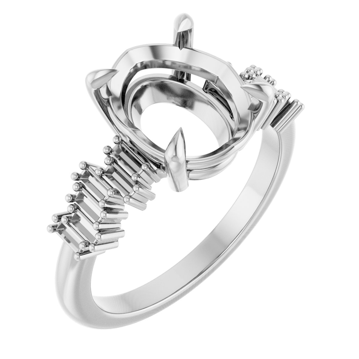 Claw-Prong Accented Engagement Ring