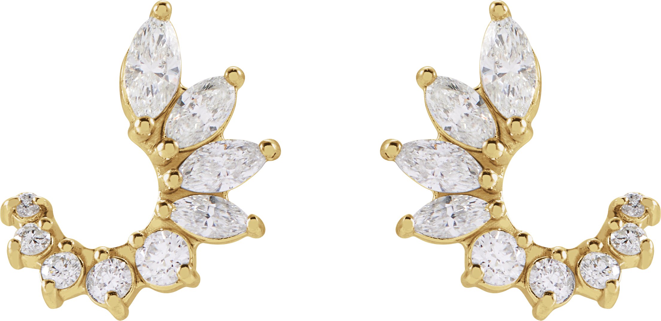 14K Yellow 1/2 CTW Natural Diamond Front-Back Earrings