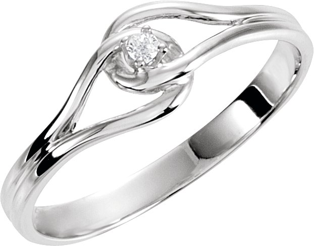 14K White .02 CT Natural Diamond Ring