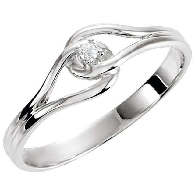 14K White .02 CT Natural Diamond Ring