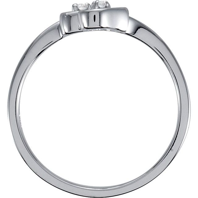 14K White .02 CTW Diamond Double Heart Ring