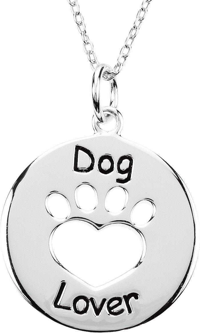 Sterling Silver Heart U Back™ Dog Lover Paw 18" Necklace  