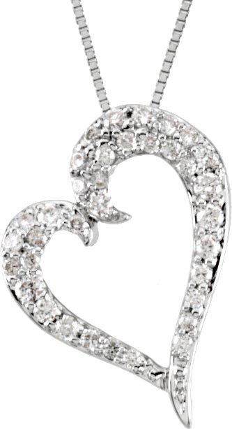 14K White 1/4 CTW Natural Diamond Heart 18 Necklace