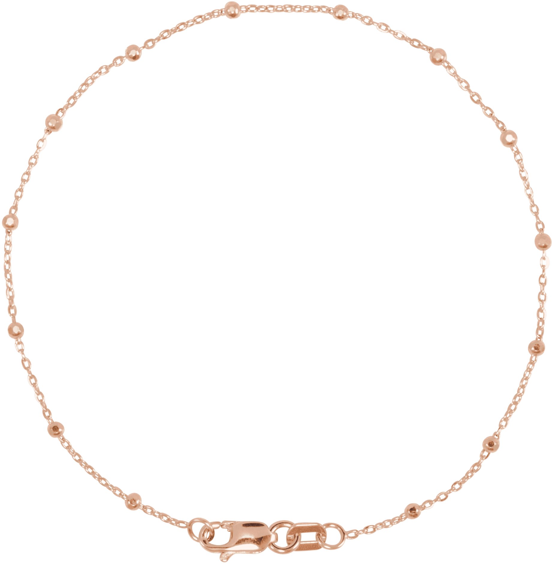 14K Rose .85 mm Faceted Beaded Cable 7 Chain