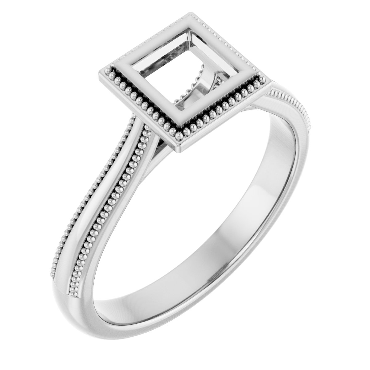 14K White 4.5 x 4.5 mm Square Engagement Ring Mounting