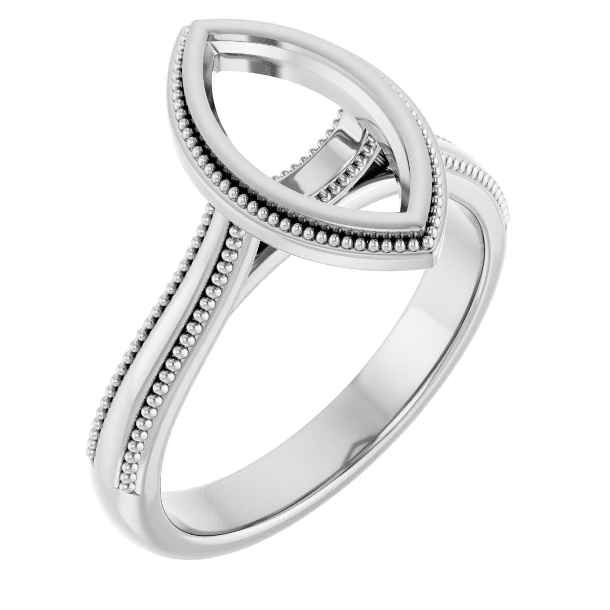 14K White 11x5.5 mm Marquise Solitaire Engagement Ring Mounting
